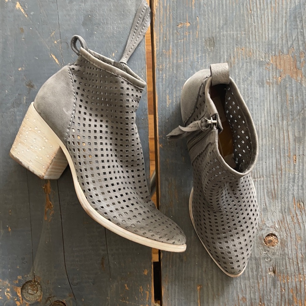 Dolce Vita Grey Punched Suede Booties
